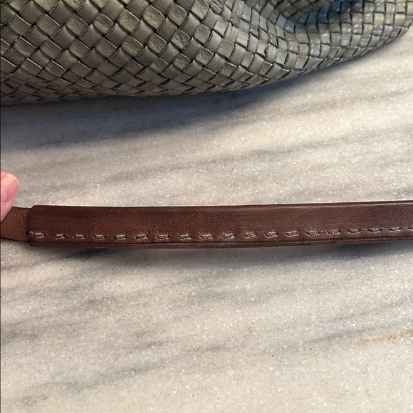 HENRY BEGUELIN WASHED GREEN WOVEN LEATHER SATCHEL - - Picture 6 of 9